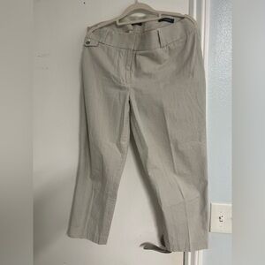 LOFT Cream and Black Striped Pants